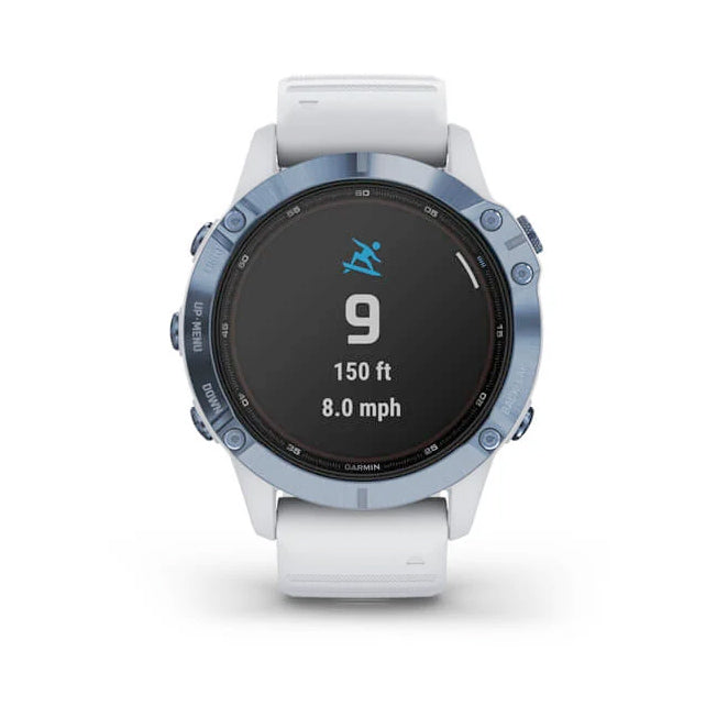 Garmin Fenix 6 Pro Solar Edition 47 mm sininen titaani ja vaalea hihna, monilajiälykello 010-02410-19 - Garmin - Laatukoru