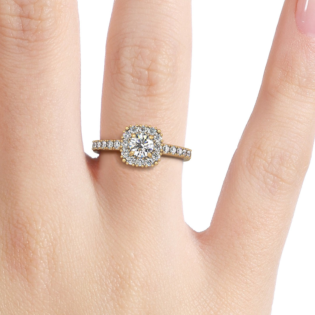 Silván Rosalie halo ring 0,84ct, 14K yellow gold, Silván wedding rings
