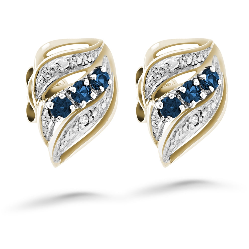 Silván timanttikorvakorut 0,015ct safiireilla, 14K keltakultaa, Silván timanttikorut - Silván - Laatukoru
