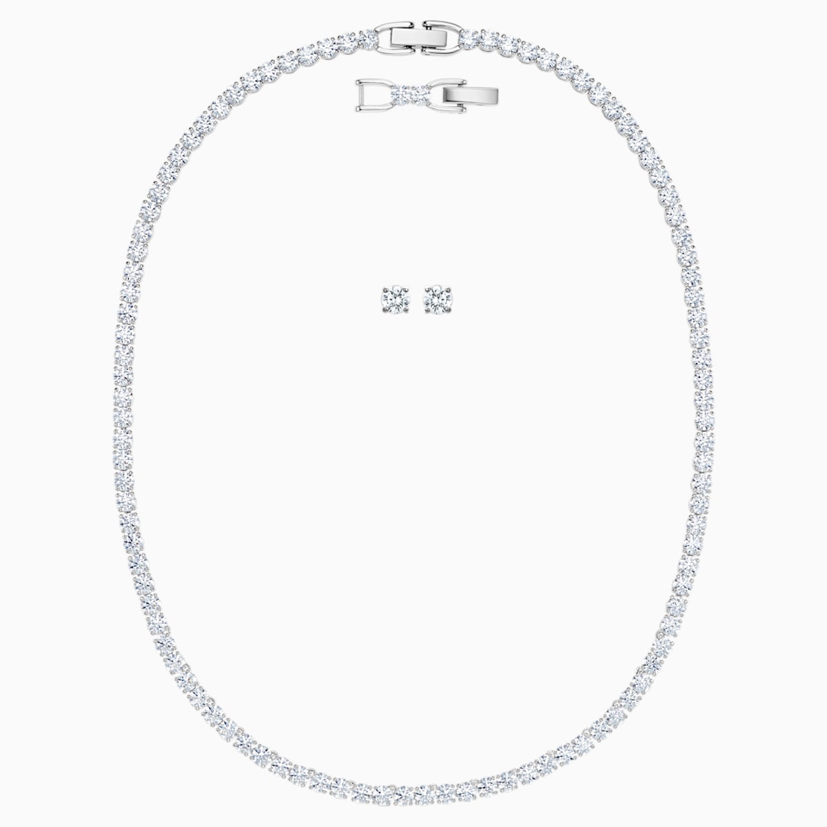 Swarovski Tennis Deluxe, setti, kristallikaulakoru ja korvarenkaat - Swarovski - Laatukoru