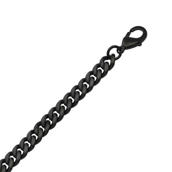 Ace of Spades Steel Curb Chain Bracelet, 8 mm, Black Steel