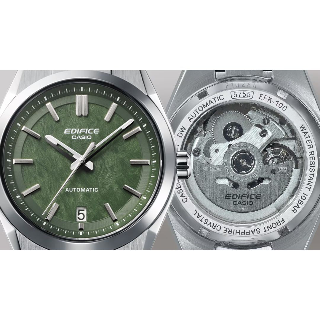 Casio Edifice Automatic EFK-100D-3AER miesten rannekello, läpinäkyvä takakansi