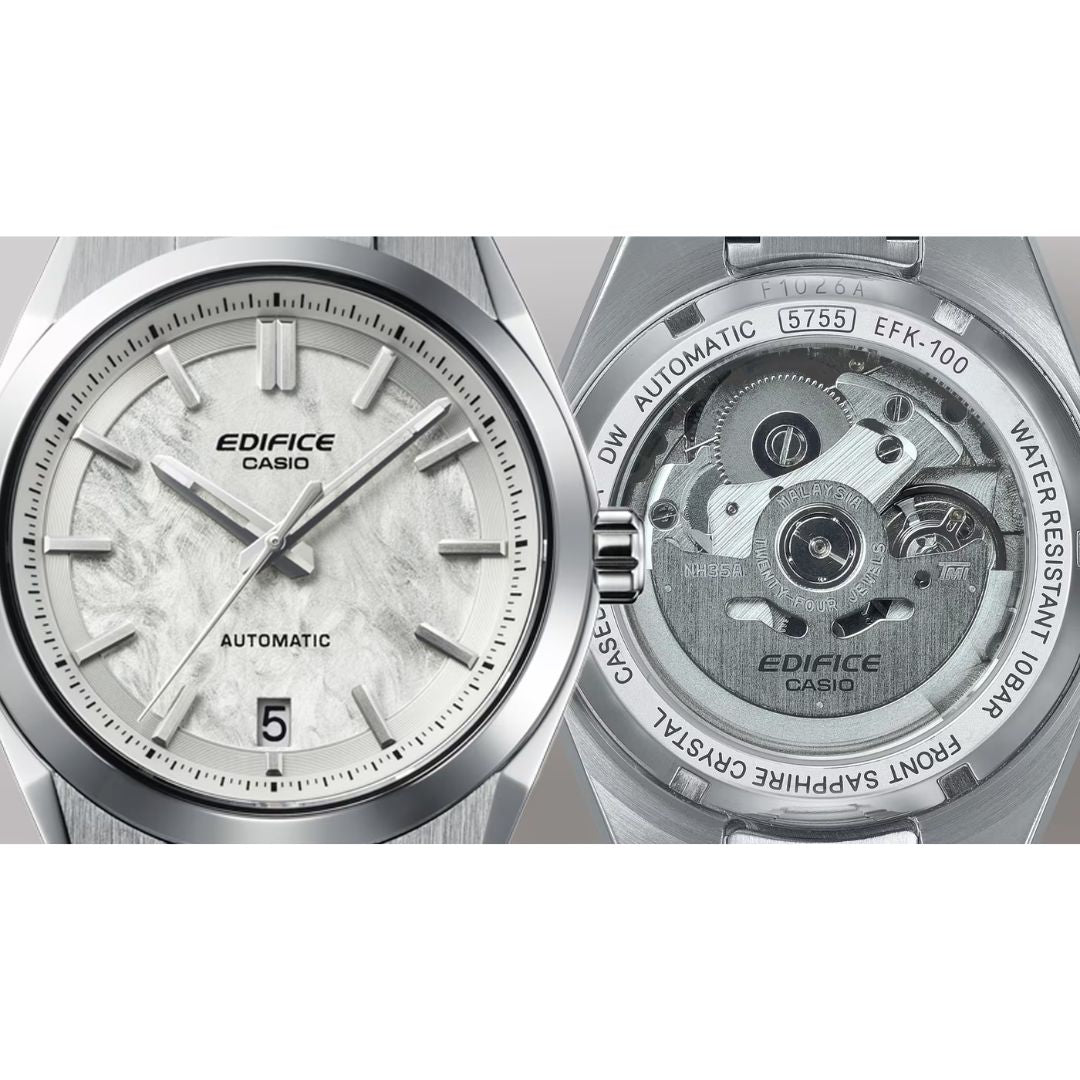 Casio Edifice Automatic EFK-100D-7AER miesten rannekello, läpinäkyvä takakansi