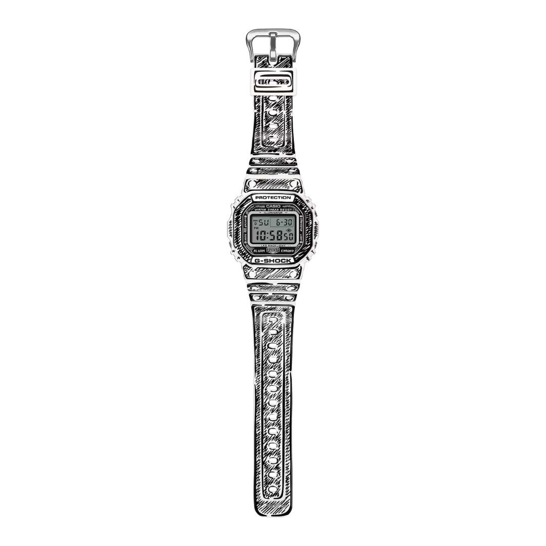 Casio G-Shock DW-5600JV-7ER rannekello, valkomusta ranneke