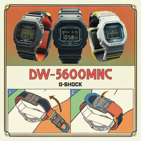 Casio G-Shock DW-5600MNC-8A2ER rannekello kangasrannekkeella