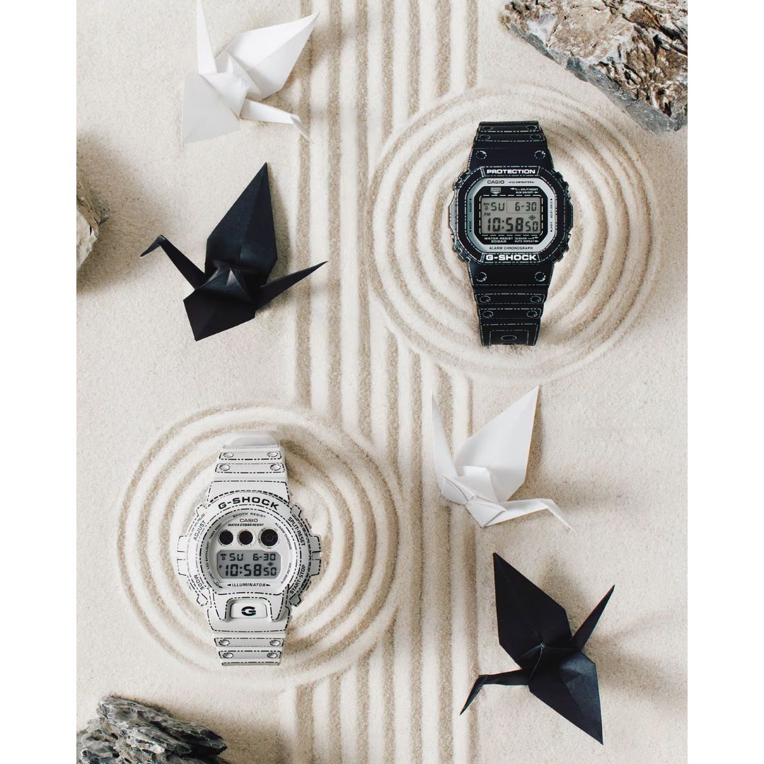 Casio G-Shock DW-5600RGM-1ER musta rannekello origami-kuvioinnilla