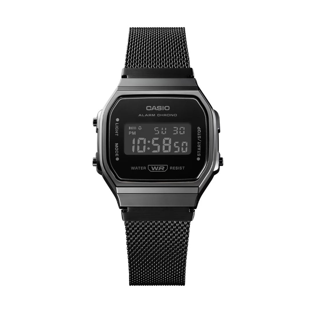 Casio Vintage A168WEMB-1BEF rannekello, musta ranneke ja kuori