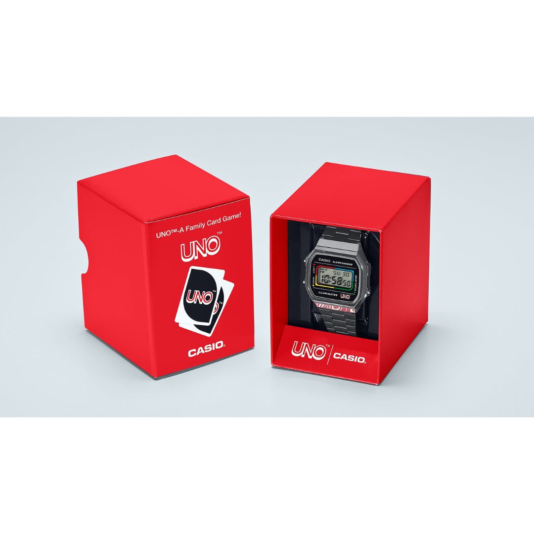 Casio Vintage UNO A168WEUC-1AER rannekello, tuotepakkaus