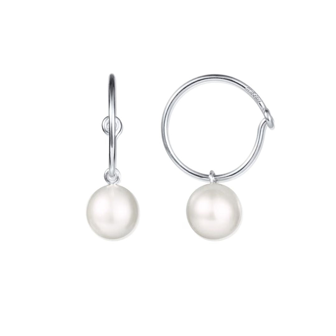 Efva Attling Pop Pearls Hoops korvakorut helmellä, hopeat