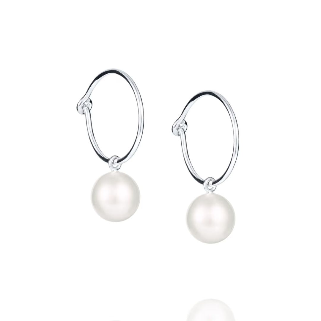 Efva Attling Pop Pearls Hoops korvakorut helmellä, hopeaa