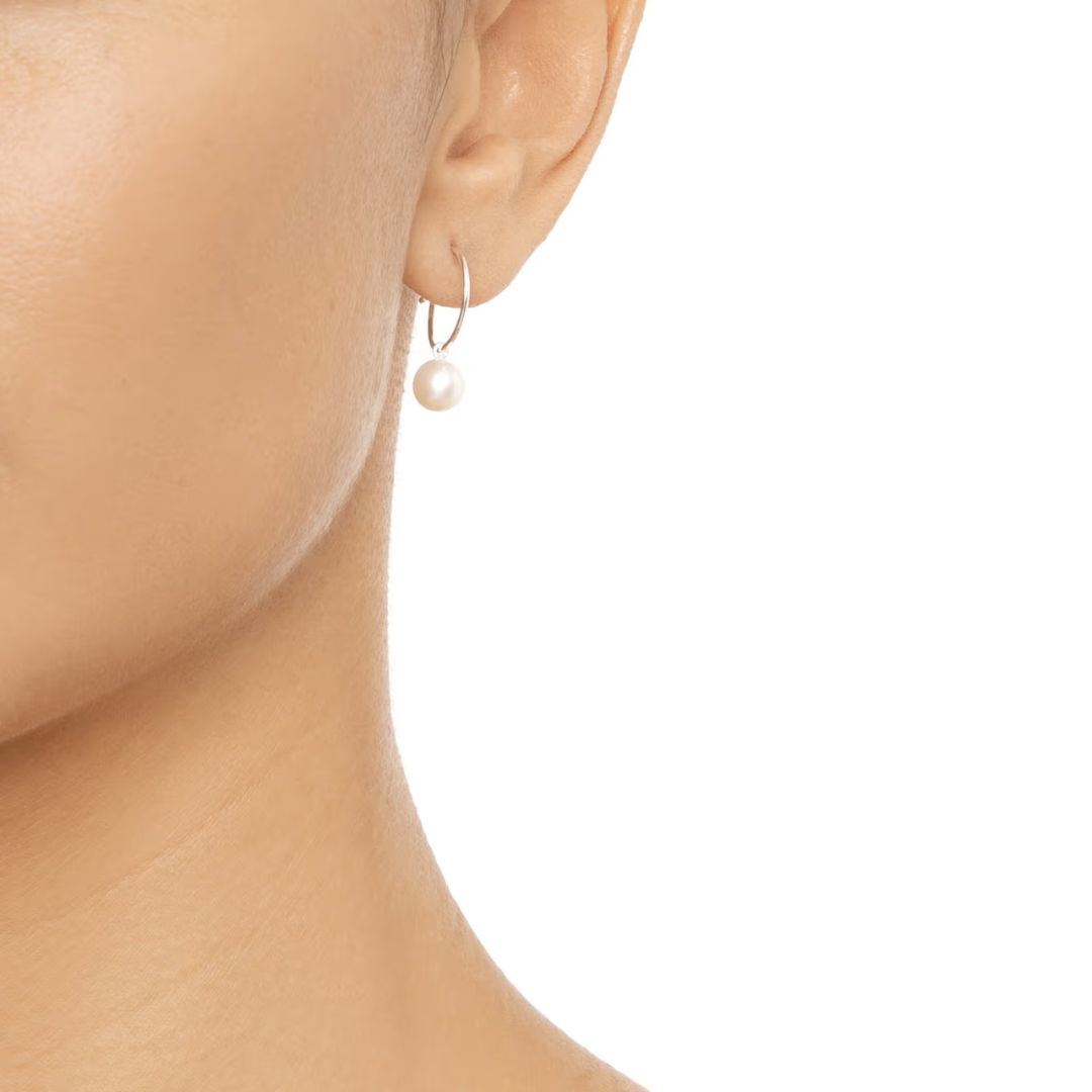 Efva Attling Pop Pearls Hoops korvakorut makeanvedenhelmellä, hopeaa