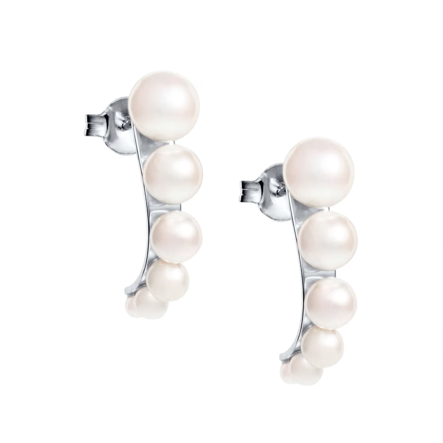 Efva Attling Strings of Pearls Hoops korvakorut, hopea ja makeanvedenhelmet