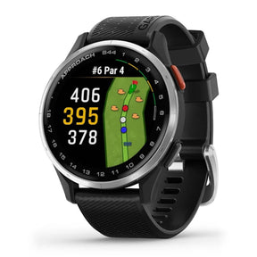 Garmin Approach S44, musta ja alumiinikehys, GPS-golfälykello 010-03009-00