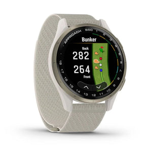 Garmin Approach S50, norsunluu ja vaaleankullan värinen alumiinikehys, GPS-golfälykello 010-03010-01