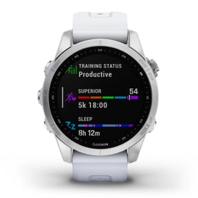 Garmin Fenix 7S, hopea ja vaaleanharmaa ranneke, 010-02539-03