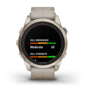 Garmin Fenix 7S Pro Sapphire Solar, kullansävy ja vaaleanharmaa ranneke, multisport-GPS-älykello 010-02776-30