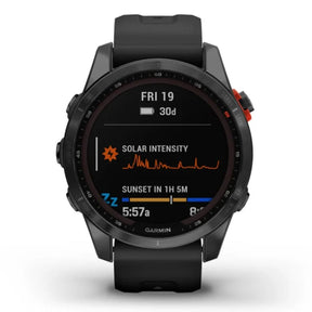 Garmin Fenix 7S Solar, tummanharmaa ja musta ranneke  010-02539-13