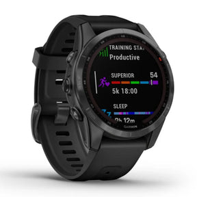 Garmin Fenix 7S Solar, tummanharmaa ja musta ranneke  010-02539-13