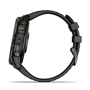 Garmin Fenix 7X Pro Sapphire Solar, hiilenharmaa DLC titaani ja musta ranneke, multisport-GPS-älykello 010-02778-11