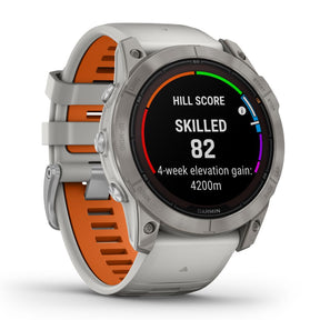 Garmin Fenix 7X Pro Sapphire Solar, titaani ja sumunharmaa/oranssi ranneke, multisport-GPS-älykello 010-02778-15