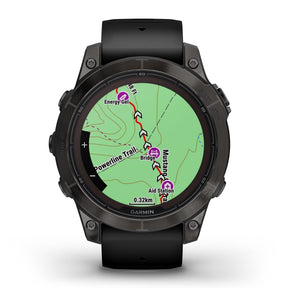 Garmin Fenix 7 Pro Sapphire Solar, hiilenharmaa titaani ja musta ranneke, multisport-GPS-älykello 010-02777-11