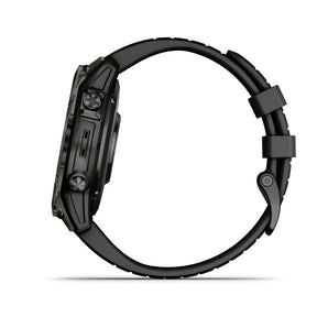 Garmin Fenix 7 Pro Sapphire Solar, hiilenharmaa titaani ja musta ranneke, multisport-GPS-älykello 010-02777-11