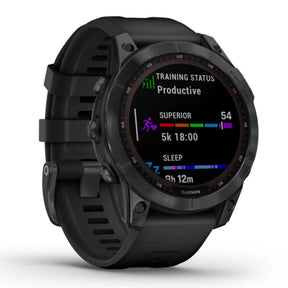 Garmin Fenix 7 Solar, tummanharmaa ja musta ranneke, 010-02540-11