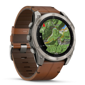 Garmin Fenix 8, 51mm Sapphire Amoled, grafiitinharmaa ja ruskea nahkaranneke, älykello 010-02905-40