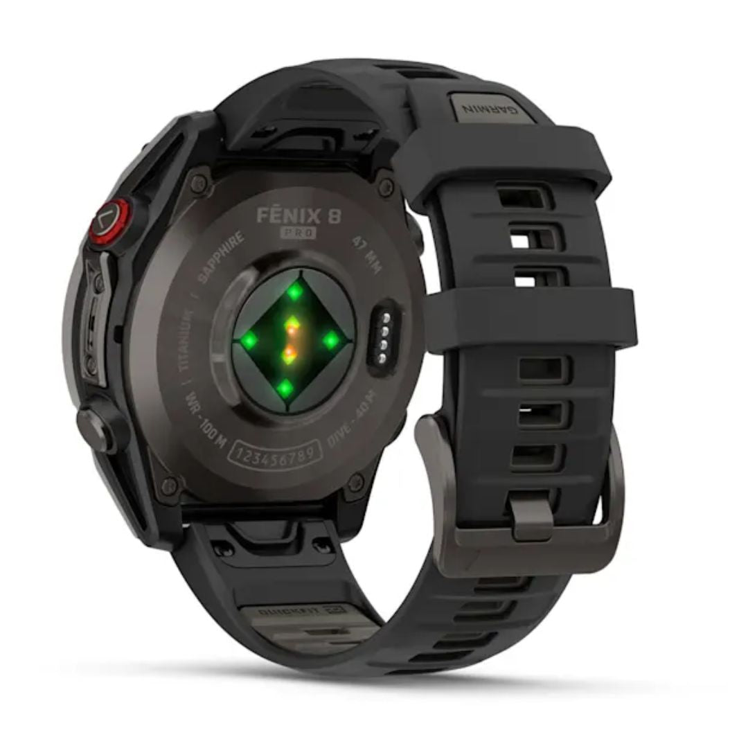 Garmin Fenix 8 Pro LTE, 47mm Amoled Sapphire, hiilenharmaa titaani ja musta ranneke, älykello 010-03198-01