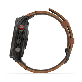 Garmin Fenix 8 Pro LTE, 47mm Amoled Sapphire, titaani ja ruskea nahkaranneke, älykello 010-03198-40