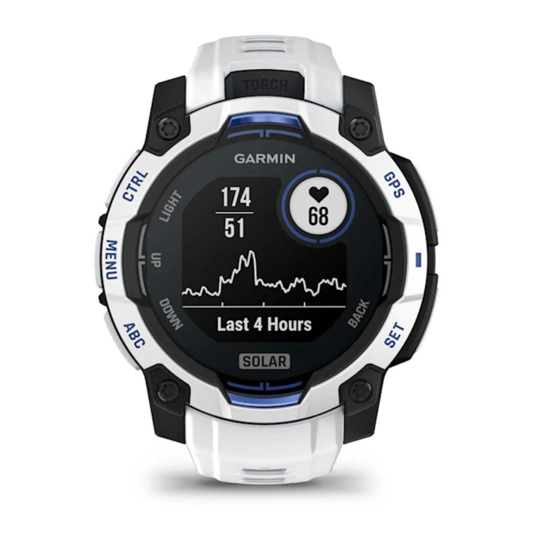 Garmin Instinct 3 Solar, 45mm, vaaleanharmaa ja sähkönsininen, GPS-älykello 010-02934-03