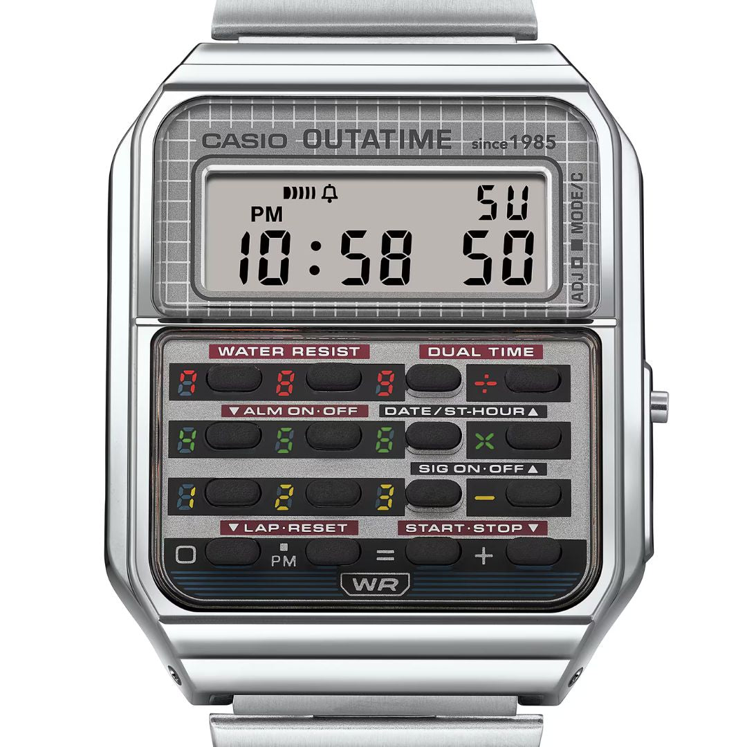 Hopeanvärinen Casio Vintage CA-500WEBF-1AER rannekello, laskin