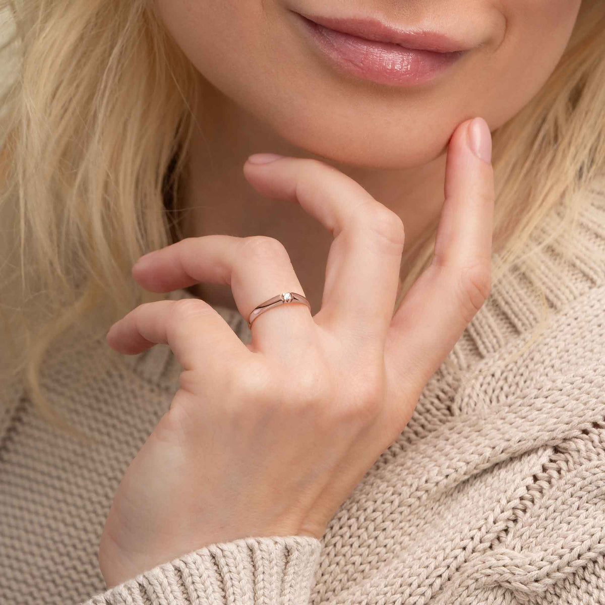 Silván timanttisormus 0,02ct, 14K rosekultaa, Silván vihkisormukset