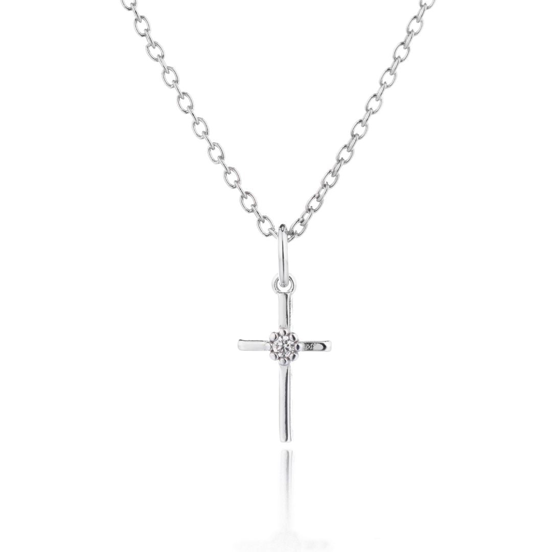 Lumoava Daisy ristiriipus, kirkkaalla kivellä, hopeaa