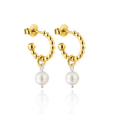 Lumoava Helmi korvakorut Akoya-helmellä, keltakullattu hopea