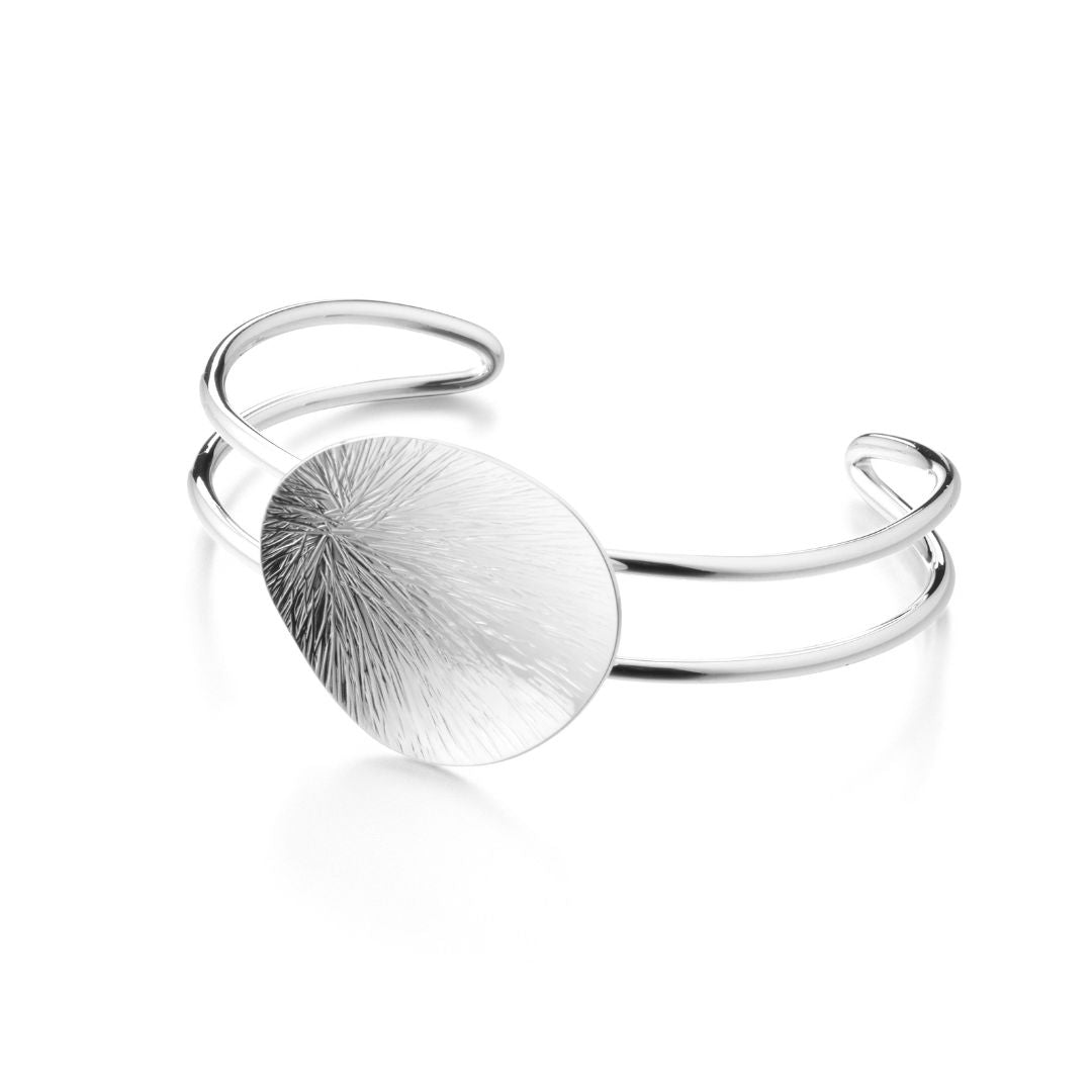 thumbnail image 2 of Pure Luxe Jewelry Men's 7 Inch Stainless Steel Silver Bangle – 10mm Wide With Cubic Zirconia Eternity CZ – Unisex 2 of 5