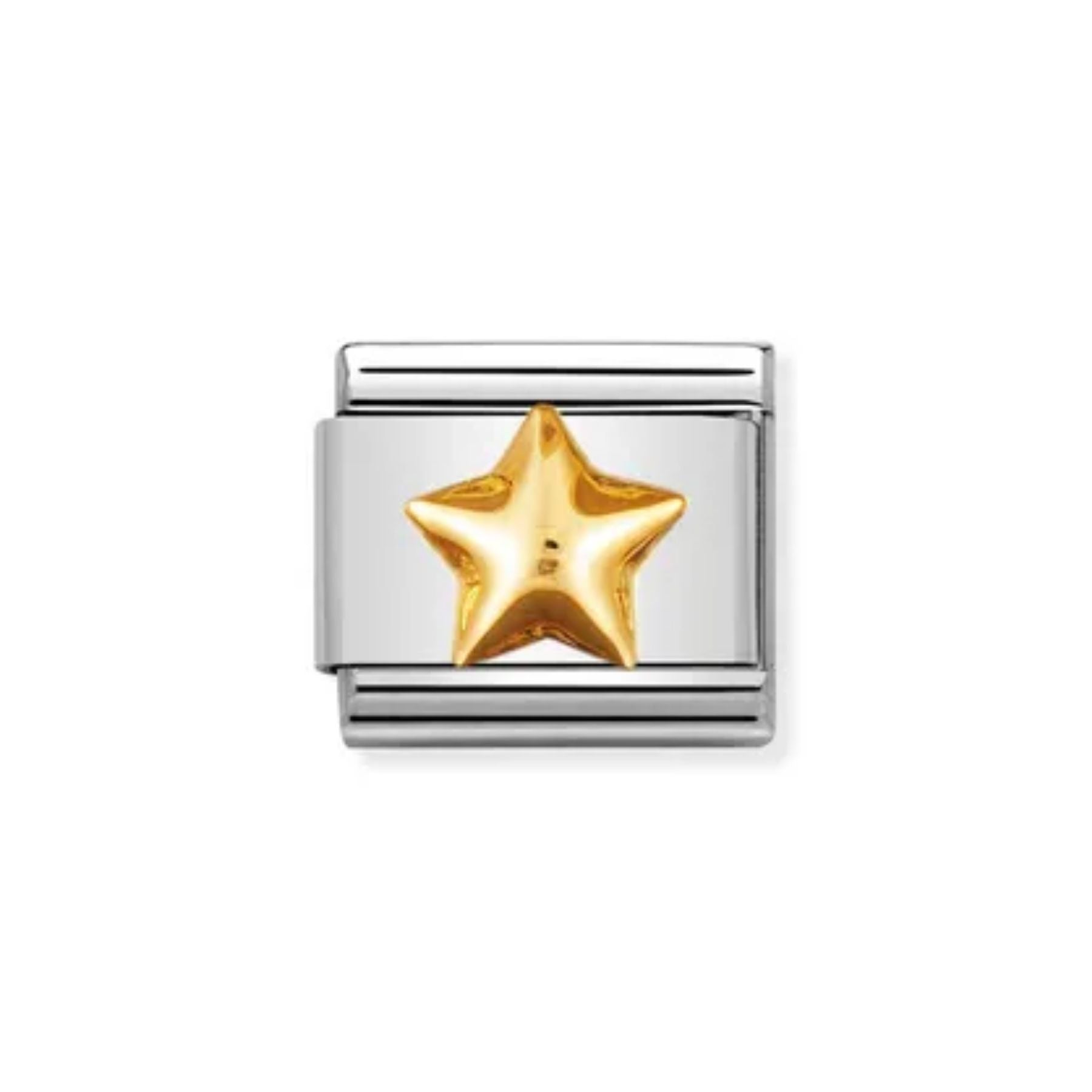 Nomination Classic rannekorun teräksinen korupala, keskellä kupera 18 karaatin kullattu tähti