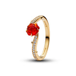 Pandora Disney Beauty and the Beast Enchanted Rose sormus, keltakullattu, 163984C01
