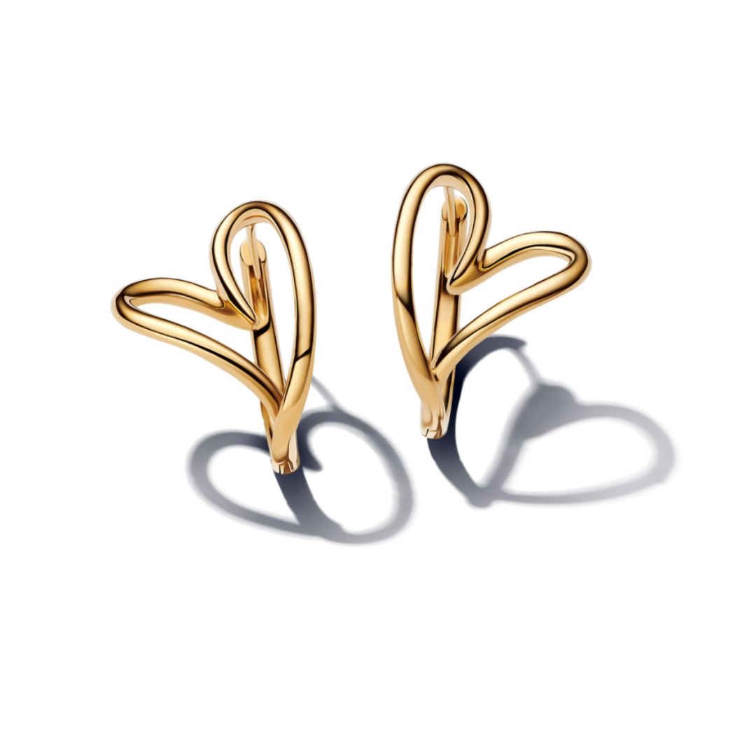 Pandora Essence Organically Shaped Heart rengaskorvakorut, keltakullattu, 263807C00