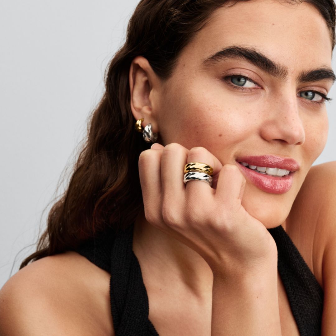 Pandora Essence Rippled Small rengaskorvakorut, hopea, 293874C00