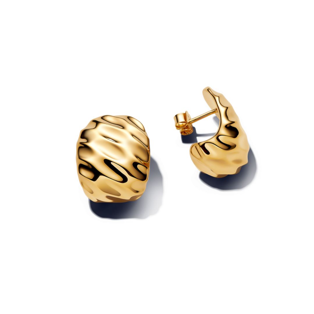 Pandora Essence Rippled Wide rengaskorvakorut, keltakullattu, 263879C00
