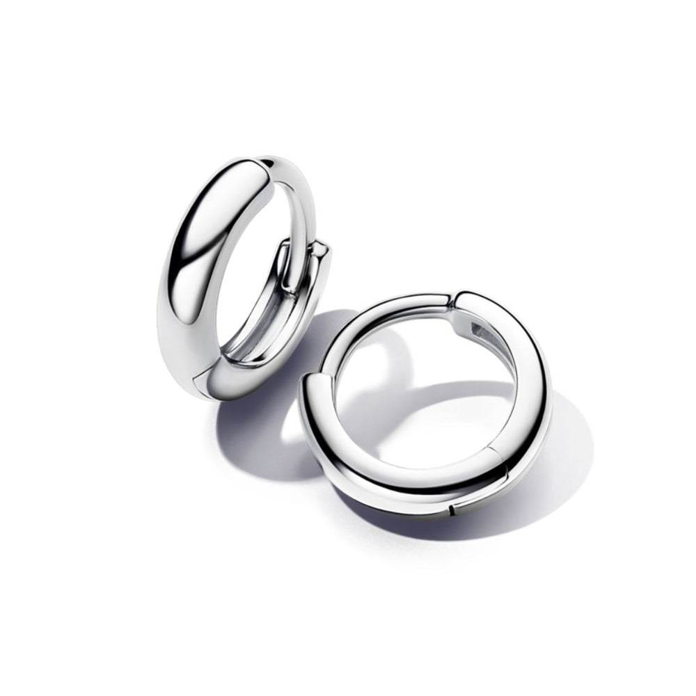 Pandora Essence Round Huggie Hoop Earrings, Silver, 293286C00