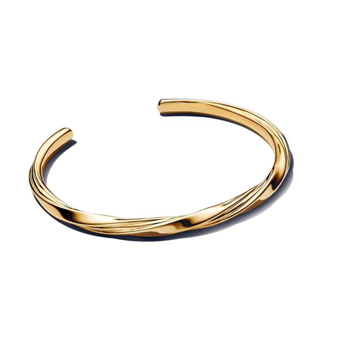 Pandora Essence Twisted Open Bangle rannekoru, keltakullattu, 563869C00