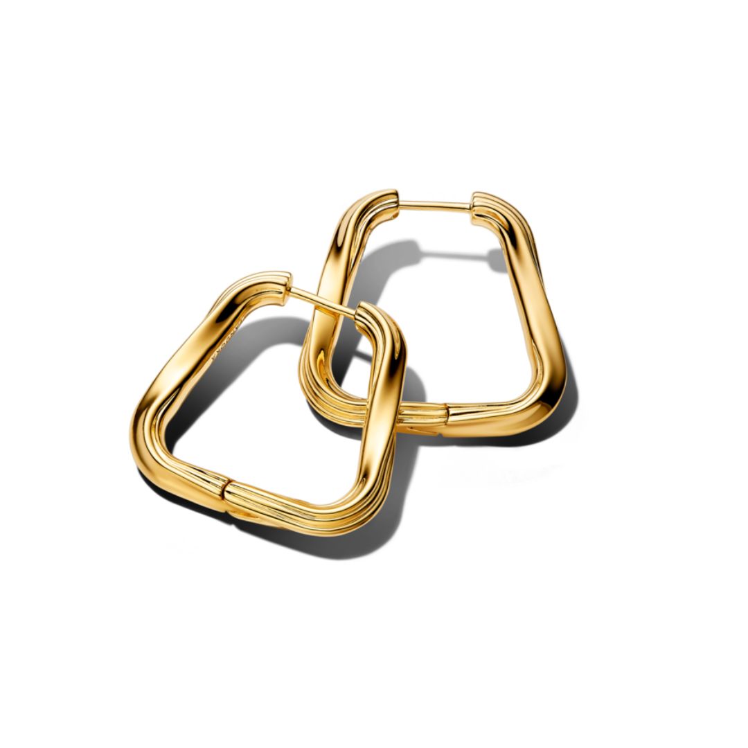 Pandora Essence Twisted Triangle isot rengaskorvakorut, keltakullattu, 263876C00