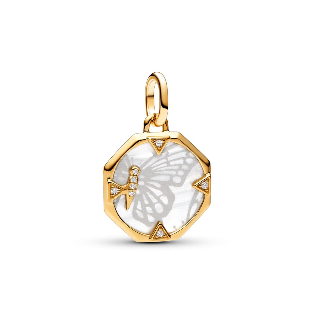 Pandora ME Butterfly Medallion hela, keltakullattu, 763366C01