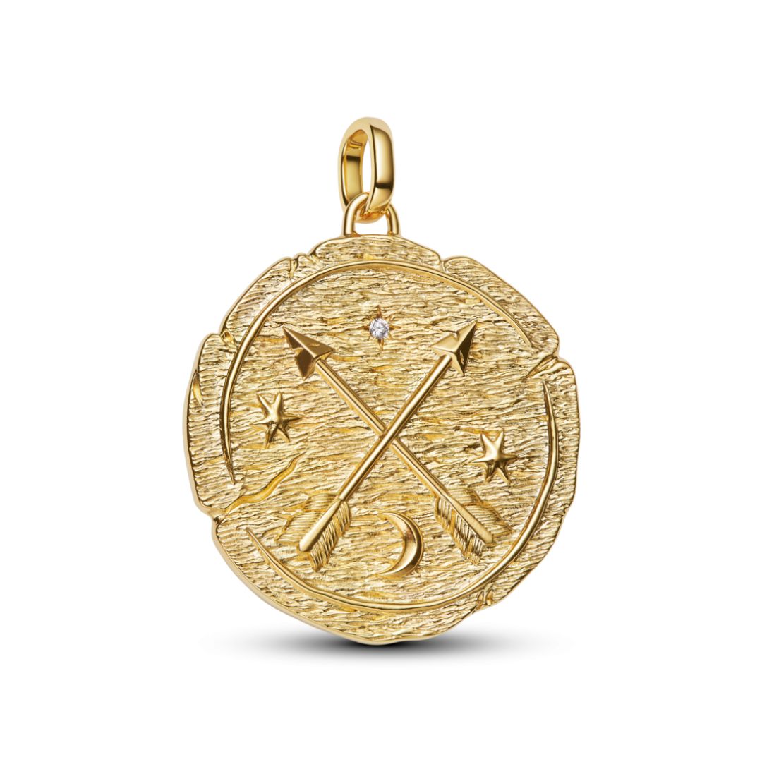 Pandora ME Crossing Arrows Oversized Medallion hela, keltakullattu, 764084C01