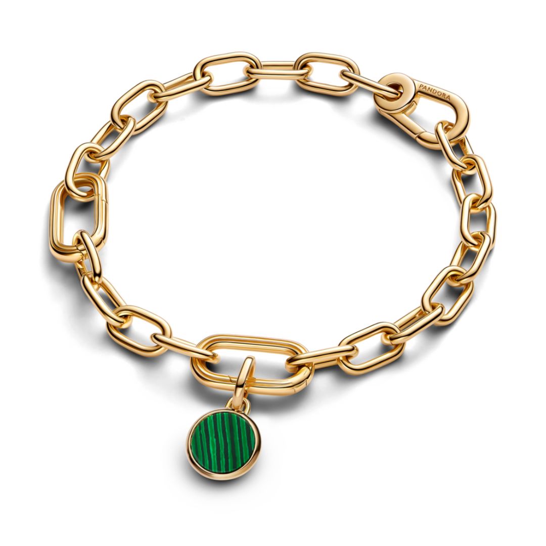Pandora ME Green Engravable Mini Medallion hela, keltakullattu, 763389C01