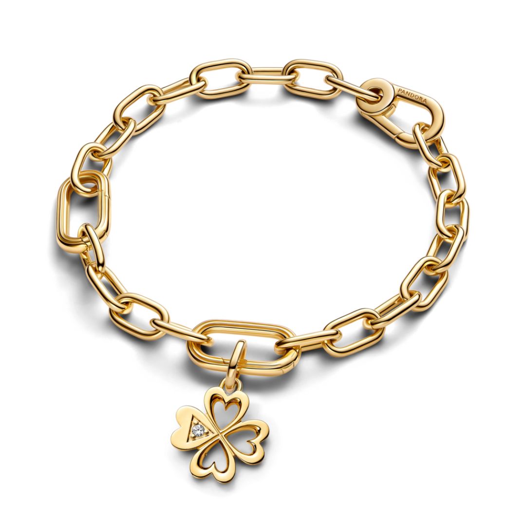 Pandora ME Heart Four-leaf Clover Medallion hela, keltakullattu, 763034C01