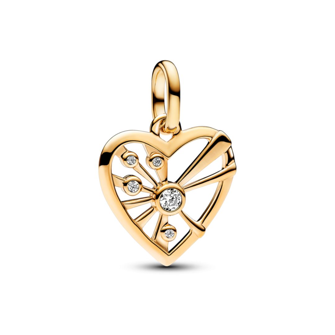 Pandora ME Heart & Rays Medallion hela, keltakullattu, 763453C01