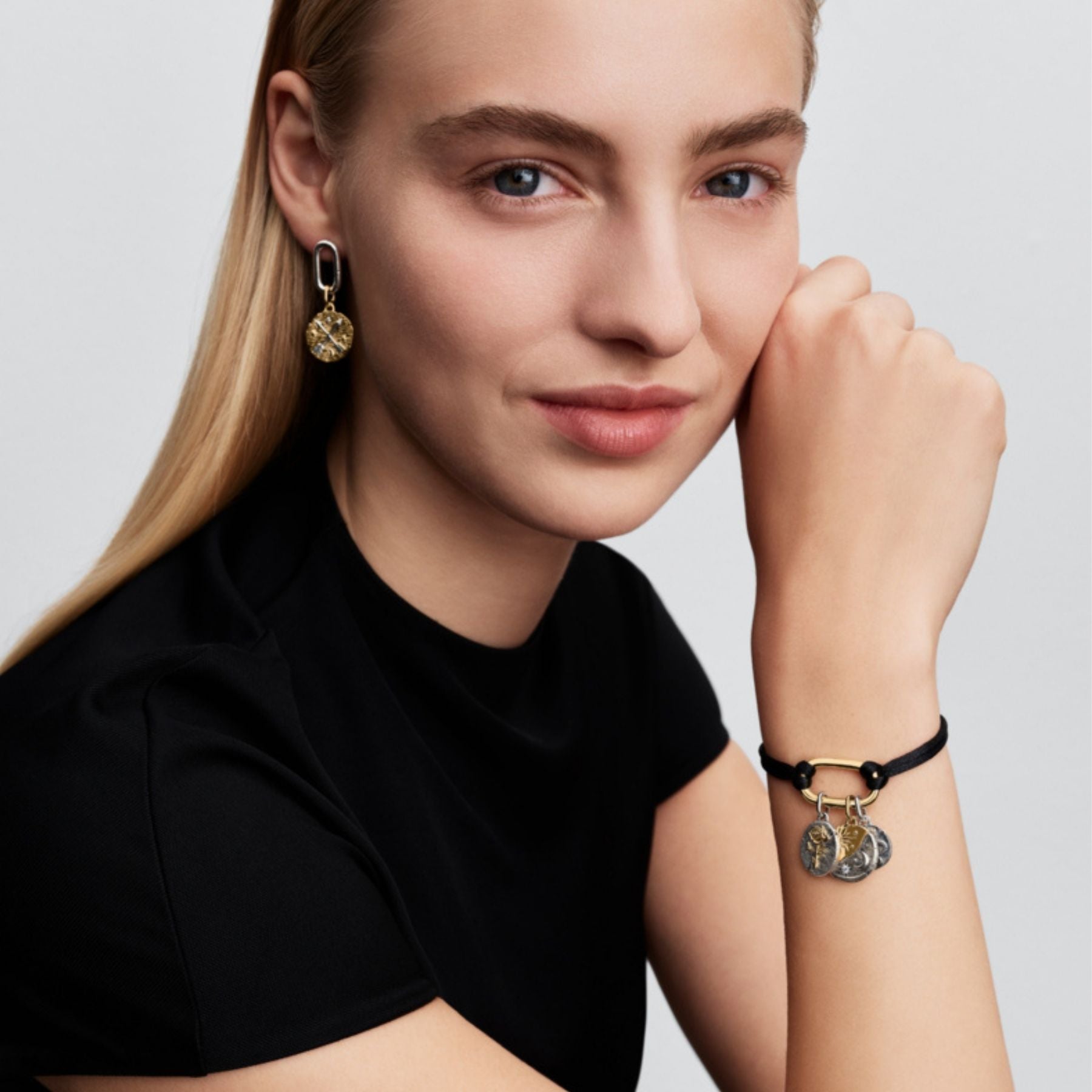Pandora ME Openable Link Cord rannekoru, musta ja kullattu, 564680C01